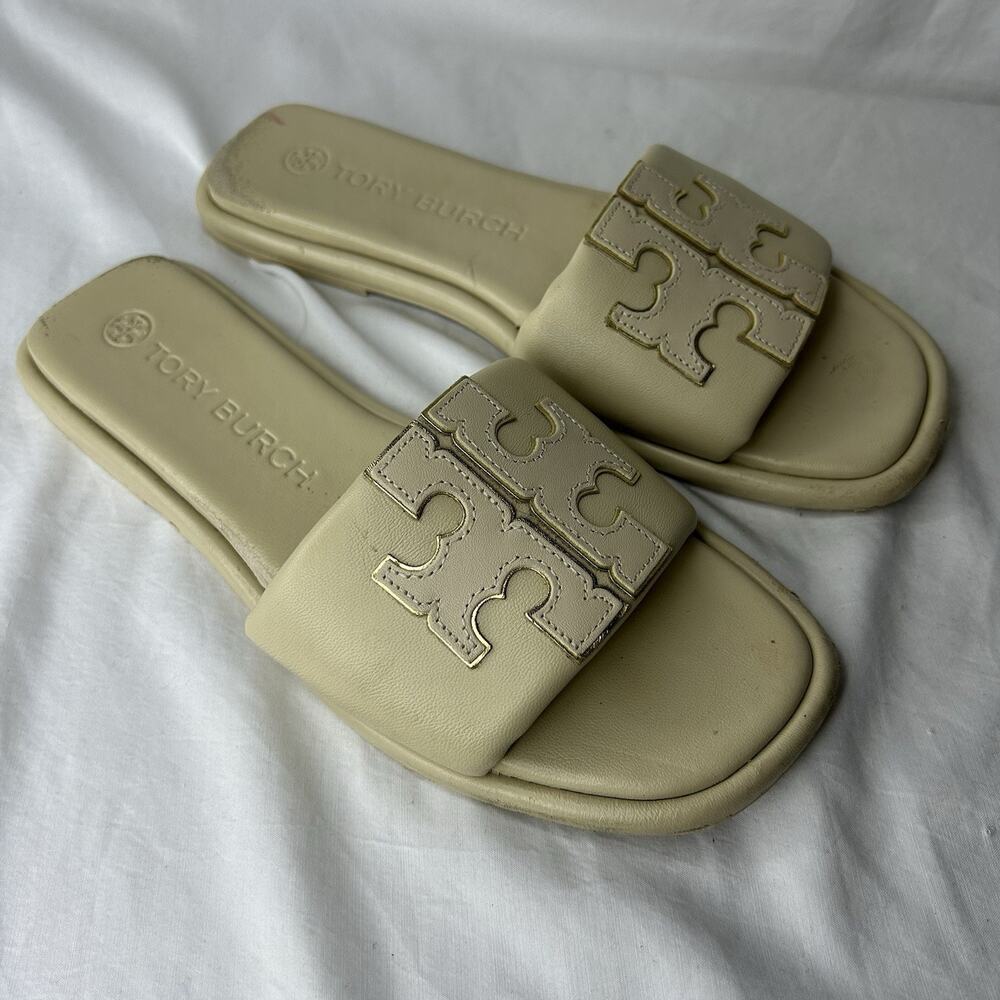 Tory Burch Double T Sport Slides Womens Size 9 US *Several Blemishes